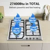 30" Gas Cooktop 4 Burners Propane NG/LPG Dual Fuel Kitchen Stove Built-in Countertop RVs 110V Pulse Ignition Stainless Steel 2