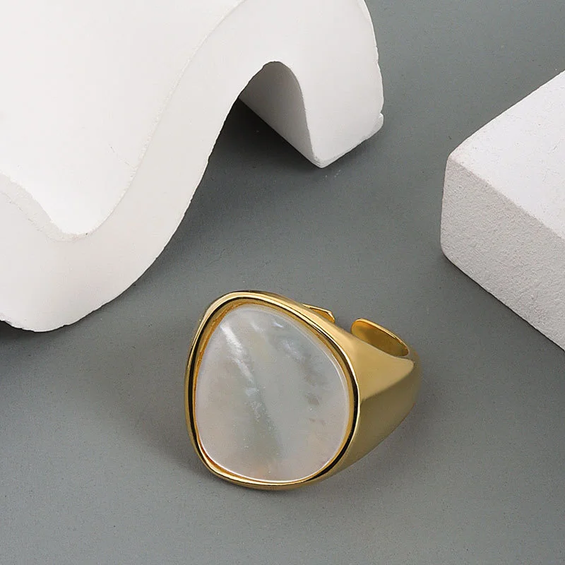 Fashion Ring Trendy Shell Geometry For Women Simple Vintage Silver Elegant Wedding Party Jewelry Accessories Gift
