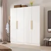 4 Door Wardrobe Armoires and Wardrobes with Storage Shelevs, Armoire Wardrobe Closet with Hanging Rod, Wooden Handles 1