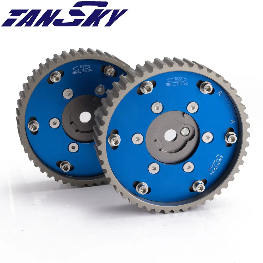 TANSKY-2Pcs Aluminium Upgrade Engine Cam Gear Sprocket Billet Blox Anodized Blue For BMW E30 E36 318I TK-CGBMW