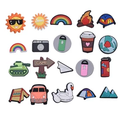 2 piece I Love Camping Shoe Charms Decoration Pins For Kids PVC Ornament Pin Clog Men Women Sandals Accessories Wholesale Price