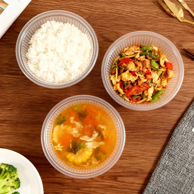 Set of 50/100 Disposable Transparent Plastic Bowls