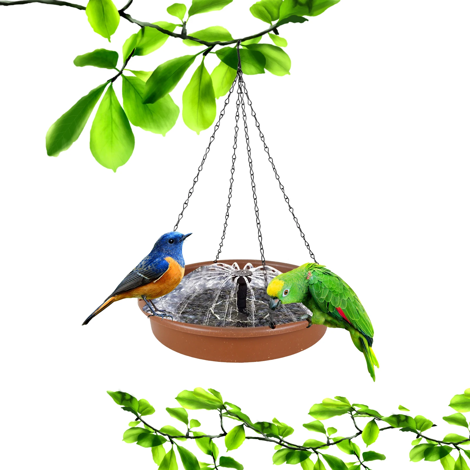 

Solar Water Fountain with 6 Nozzles Waterproof Solar Powered Fountain Pump with Hanging Tray Hanging Bird Bath Fountain with