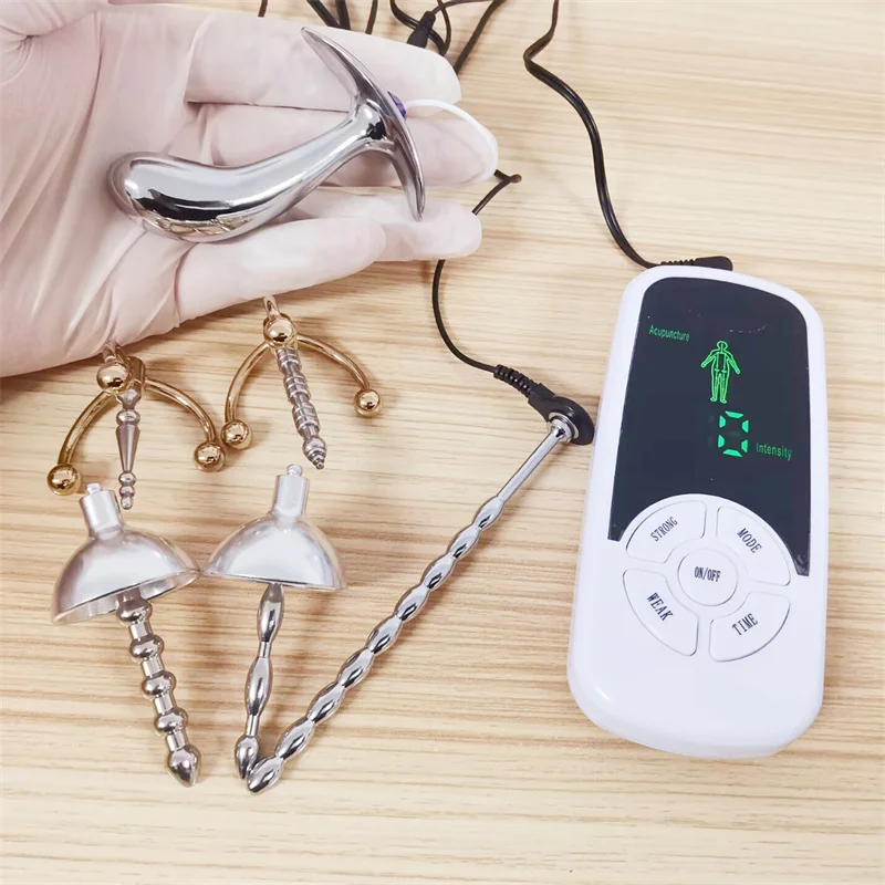 6 Modes Electric Shock Metal Penis Plug Urethral Dilator Sounding Anal Bead Massage Adult Games Sex Toys for Men Masturbation