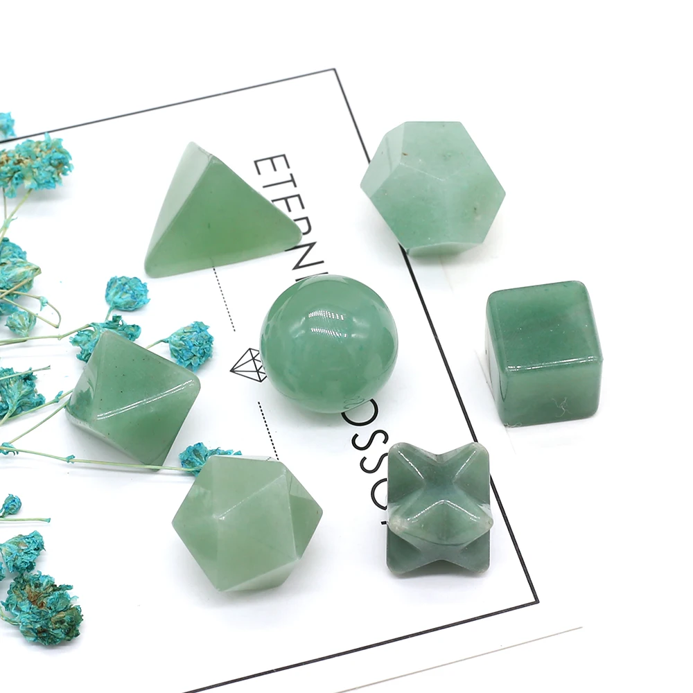 

7Pc Natural Stone Platonic Solids Energy Hexahedron Octahedron Cube Crystal Stone for Home Desk Decoration Gifts