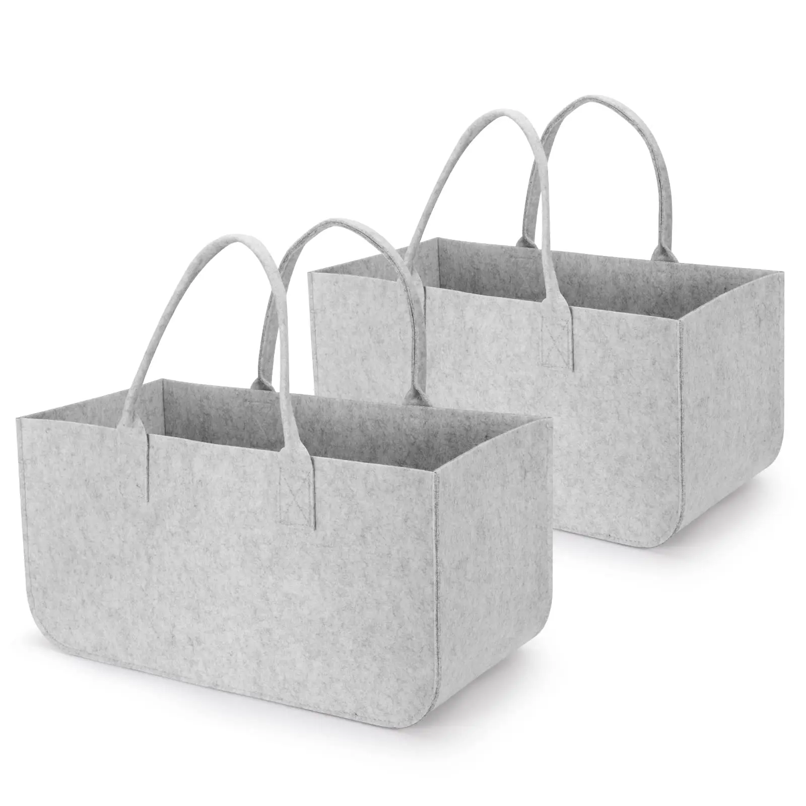 Foldable Large Firewood Basket Felt Bag Shopper for Wood Newspapers Firewood Felt Bag Set of 2 2