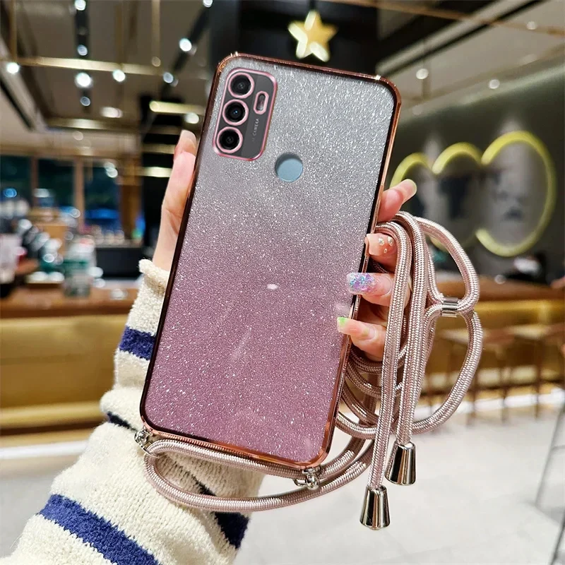 Sparkling Glitter Lanyard Silicone Phone Case