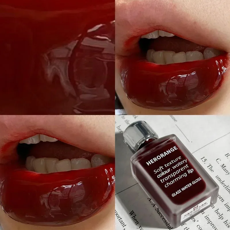 Punk Juice Red Lip Gloss Black Mirror Water Light Lip Glaze Jelly Glass Lip Oil Waterproof Lipstick Nude Clear Tint Makeup 4