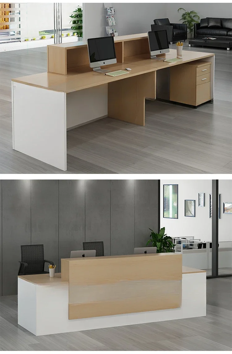 Description Picture 3 of itemHot Sale Commercial Office Furniture Hot Sale Elegant Front Desk Bar Counter Lobby Wooden Modern Reception Desk