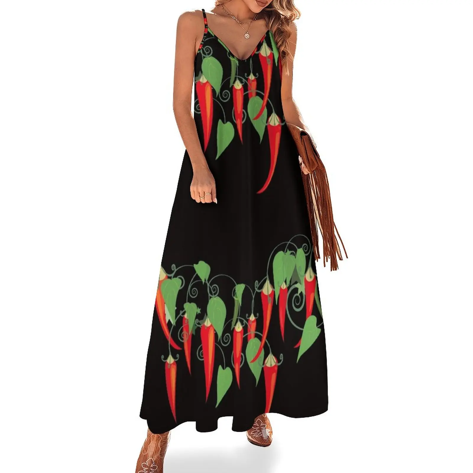 

Garland of chillies Sleeveless Dress long dress women Long dresses women dresses prom dress