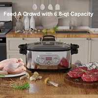 Programmable Slow Cooker with Timer, 6.8 Quart Crock Pot, Presets to Sous Vide, Bake, Sauté, Cook Rice& More, Nonstick Dishwashe 2