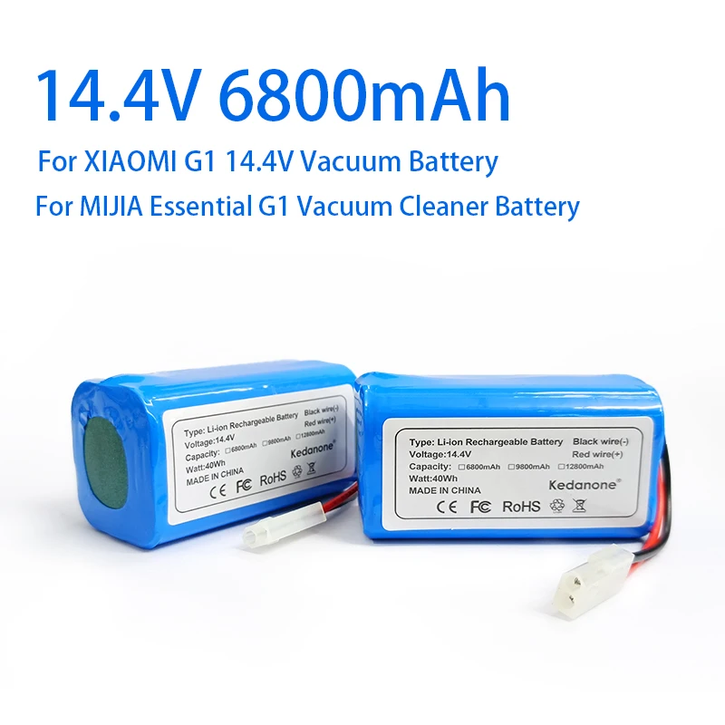 

New 18650 14.4V 6800mAh Lithium Ion Battery,For Xiaomi G1 Robot Vacuum Mop Essential Robot Vacuum Cleaner 4S1P Battery