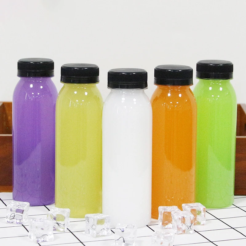 10pcs 400ml Transparent Empty Storage Containers Disposable PET Bottles  with Lids for Beverage Drink Bottle Juice