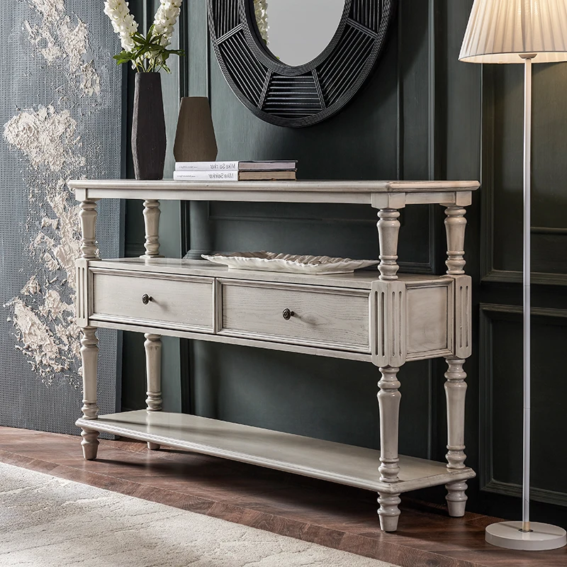 Consolle American Glam con portaoggetti Consolle retrò elegante e alla moda Portico Ingresso Tisch Wohnzimer Möbel Mobili - immagine 6