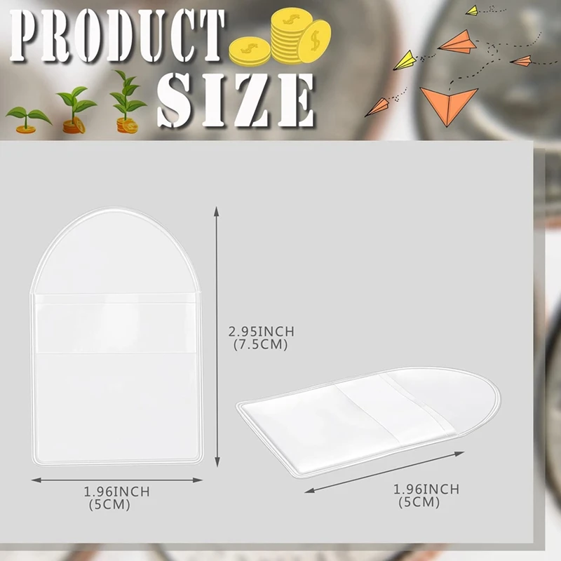 RISE-200 Pack 2Inch Single Pocket Coin Sleeves Plastic Coin Collection Supplies Transparent Holders Protector Clear Bags