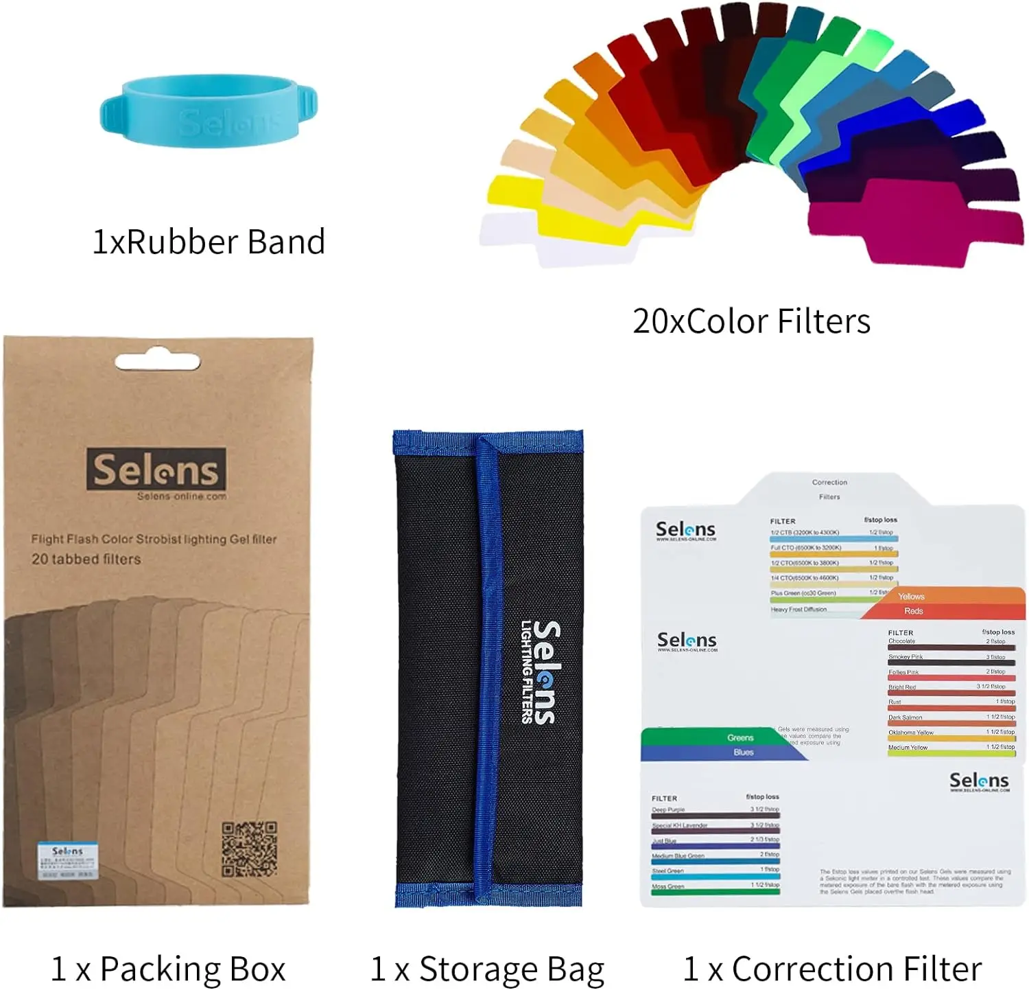 Selens SE-CG20 Flash/Strobe Color Filters Set Universal Flash Gels Lighting Filt