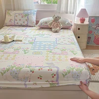 100% Cotton Bedsheet Adults Kids Fitted Sheet Skin-friendly Bed Cover Cartoon Style Bed Linen drap de lit(Pillowcase Need Order) 1