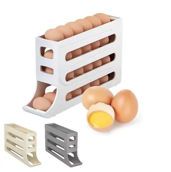 Large Capacity Automatic Egg Roller Slide Organizer Household Egg Organiser Kitchen Dedicated Four Tier Racks Kitchen Tool