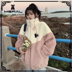 Mearl europa e os estados unidos 2021 outono e inverno moda novo estilo quente de pelúcia zíper bolso solto jaqueta feminina