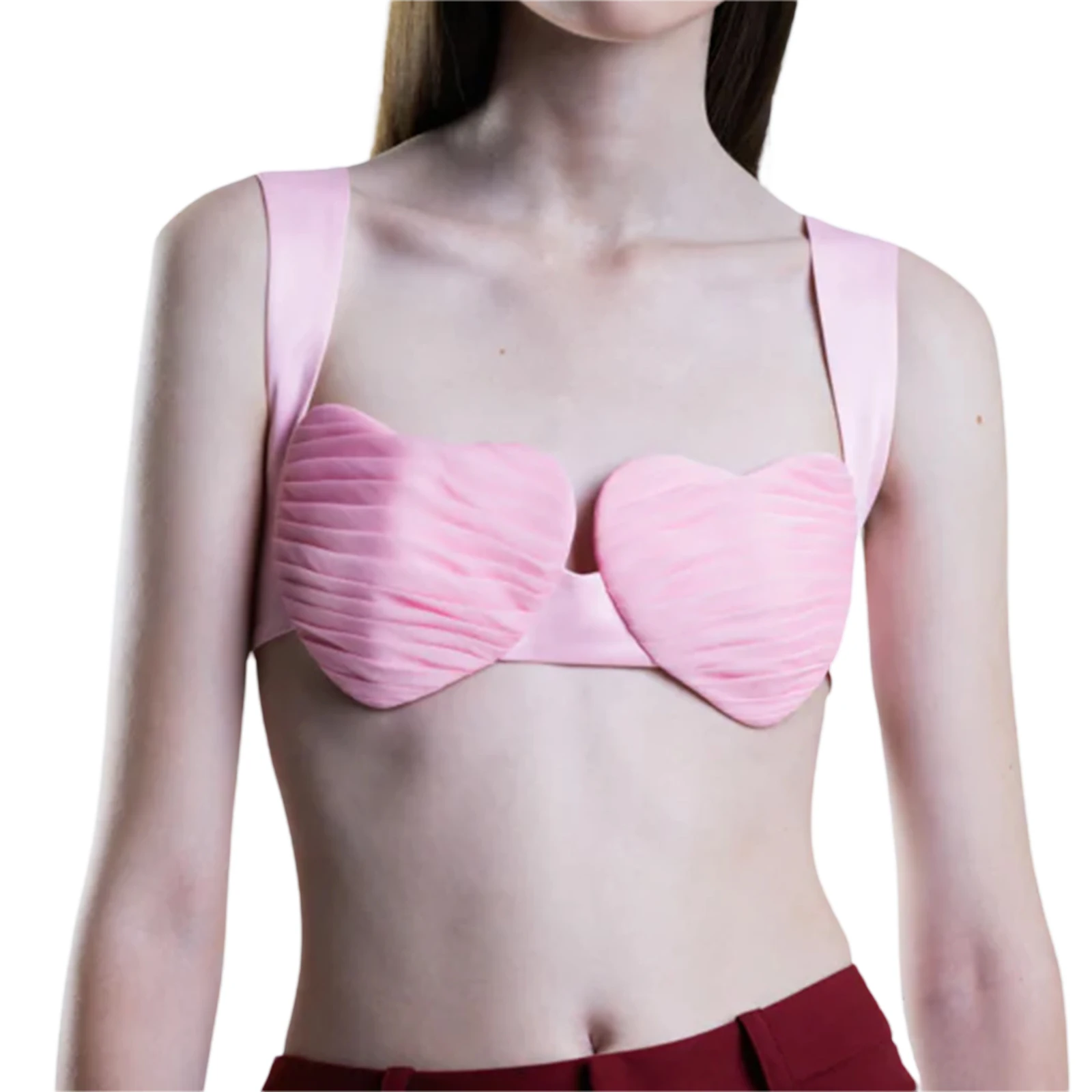 

Женское однотонное нижнее белье с широкими лямками и рюшами в форме сердца, Короткие топы-трубы, женский сексуальный облегающий бюстгальтер