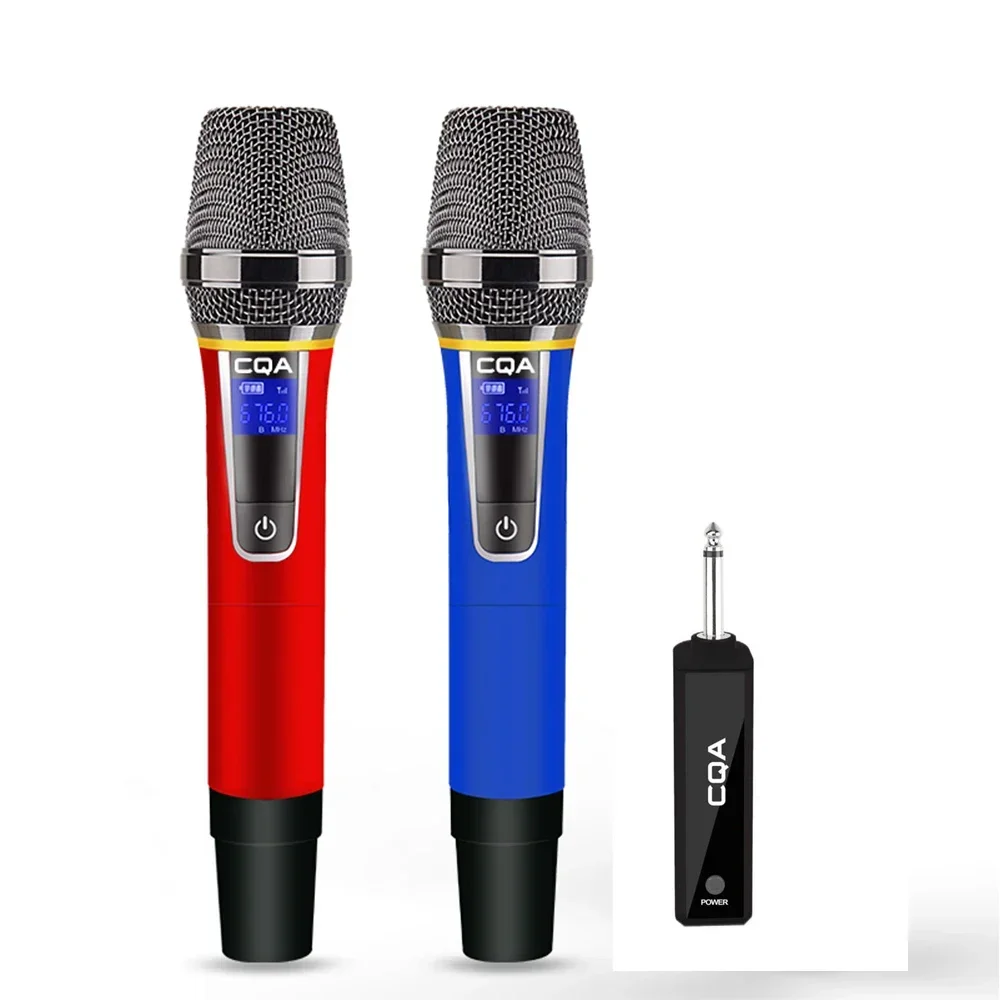 Wireless Microphone 2 Channels UHF Professional Handheld Mic Micphone For Party Karaoke Church Show Meeting 50 Meters Distance