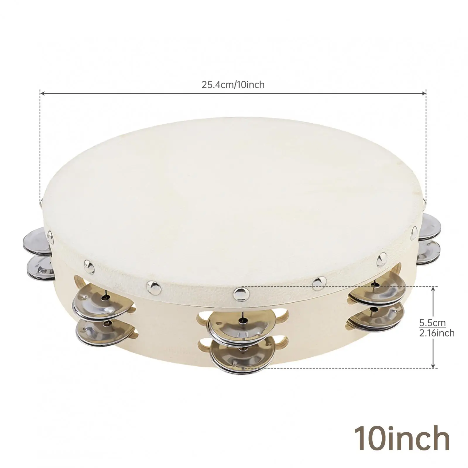 Double Row Jingles Tambourine Handbell Hand Drums 6/8/10 inch for Church Dance Party KTV