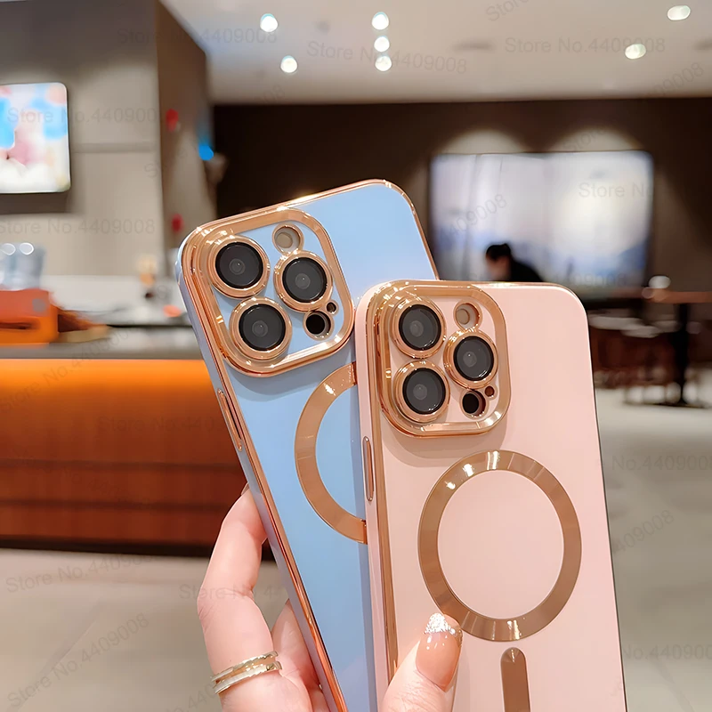 Magsafe Magnetic Cases For iPhone 11 12 13 14 Pro Max 15 Plus Wireless Charge Case Plating Cover Phone Accessories_voghion.com