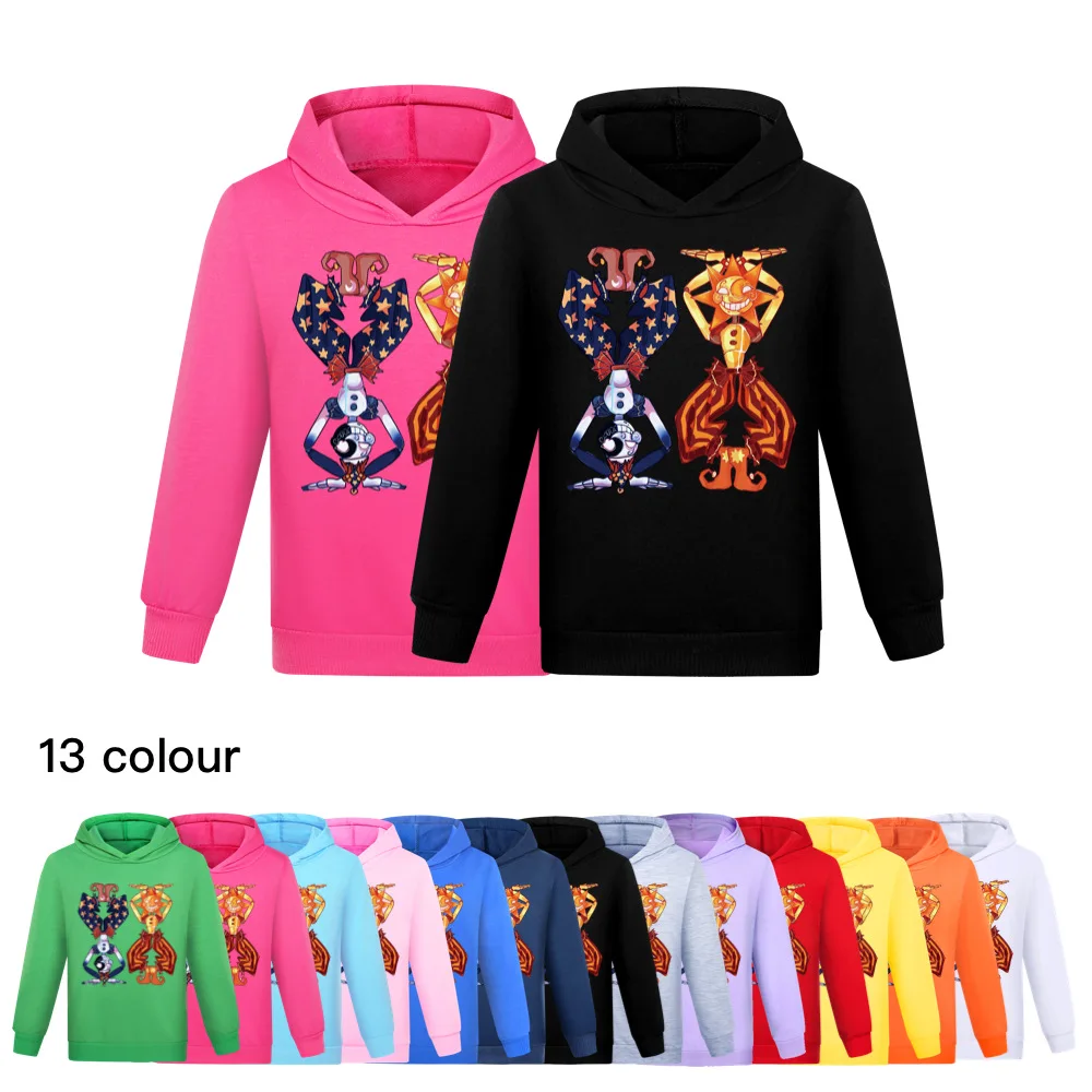 

Kids Sundrop Sun clown Hoodie Harajuku Boy Girl Fashion FNAF Moondrop Sweatshirt Spring Autumn Children Clothes Long Sleeve Tops