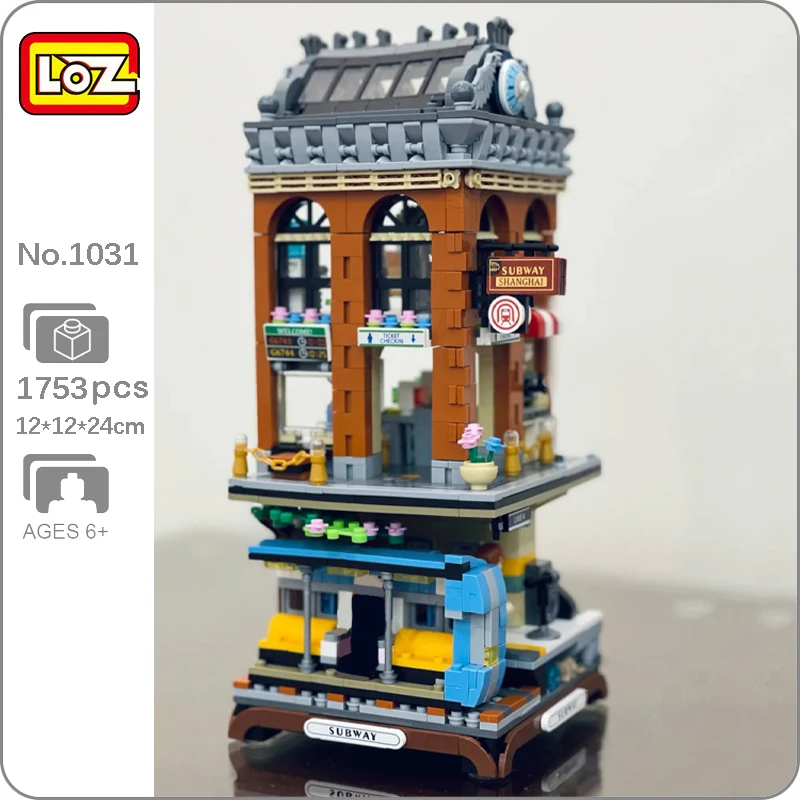 

LOZ 1031 City Architecture Subway Station Platform Train Shop Street Model Mini Blocks Bricks Building Toy for Children no Box