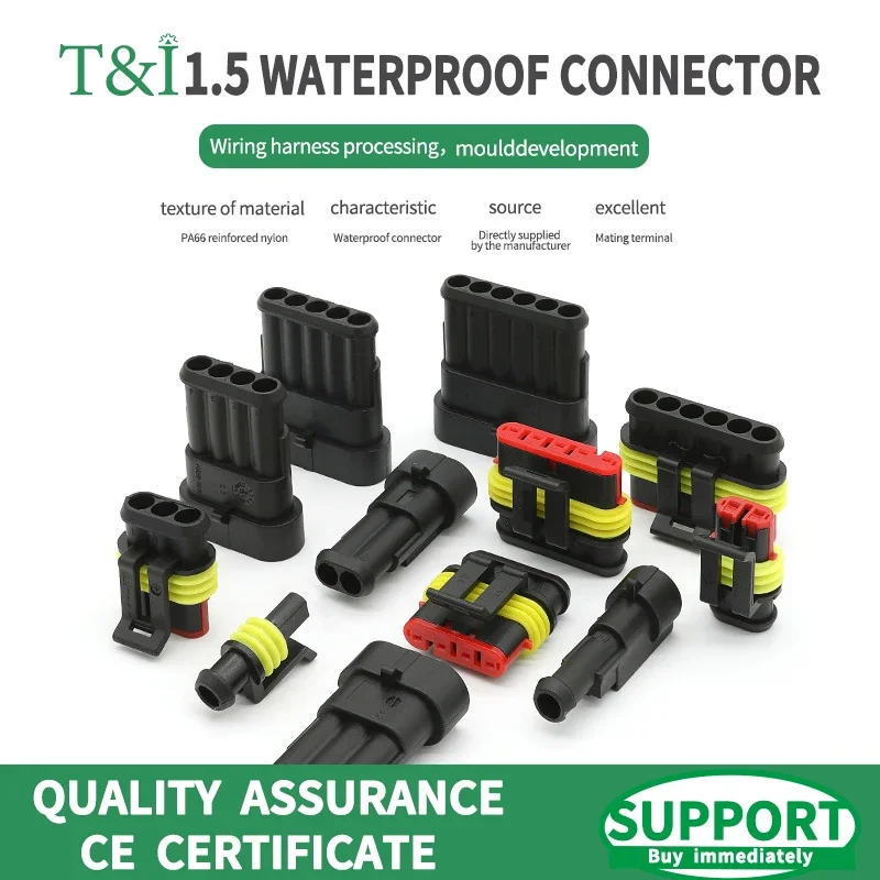 

20/50/100 Sets1.5 AMP series 1P/2P/3P/4P/5P/6P car connector DJ7041-1.5-11/21 282080-1 docking terminal waterproof connector