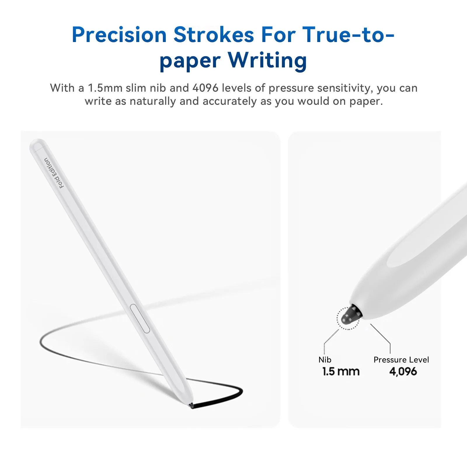 For Samsung Z Fold 5 Stylus S-Pen For Fold 4 / Fold 3 White Touch Pen with 3pcs Tips No Bluetooth-Compatible