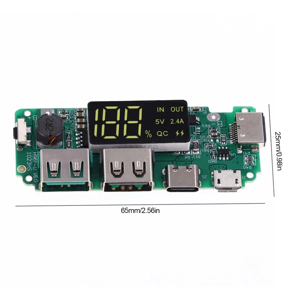 1/2Pcs 18650 Charging Board Lithium Battery Charger 5V2.4A 2A /1A  Dual USB Circuit Board with Overcharge LED Display for DIY