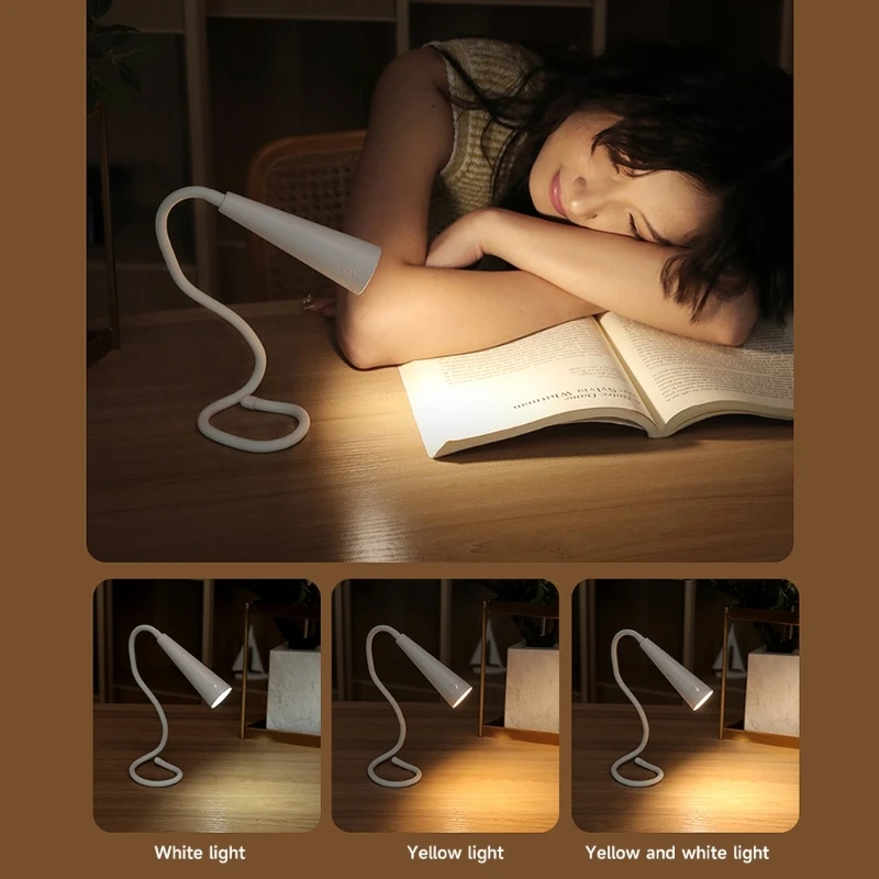 유연한 구즈넥 책상 램프 3 색 밝기 조광기 독서 등 LED 램프 침실 머리맡 램프 1200mAh