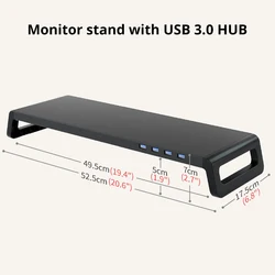 Sleek Black Aluminum Monitor Stand Riser with Anti-Slip Mats and Fast Shipping (Black long usb)