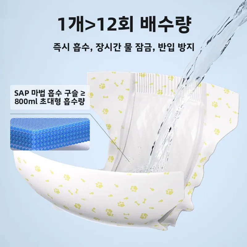 강아지 기저귀 남성용 소변 팬츠 여성용 생리 팬츠 하이웨이스트 조절 벨트 측면 누출 방지 날개형 초강력 흡수