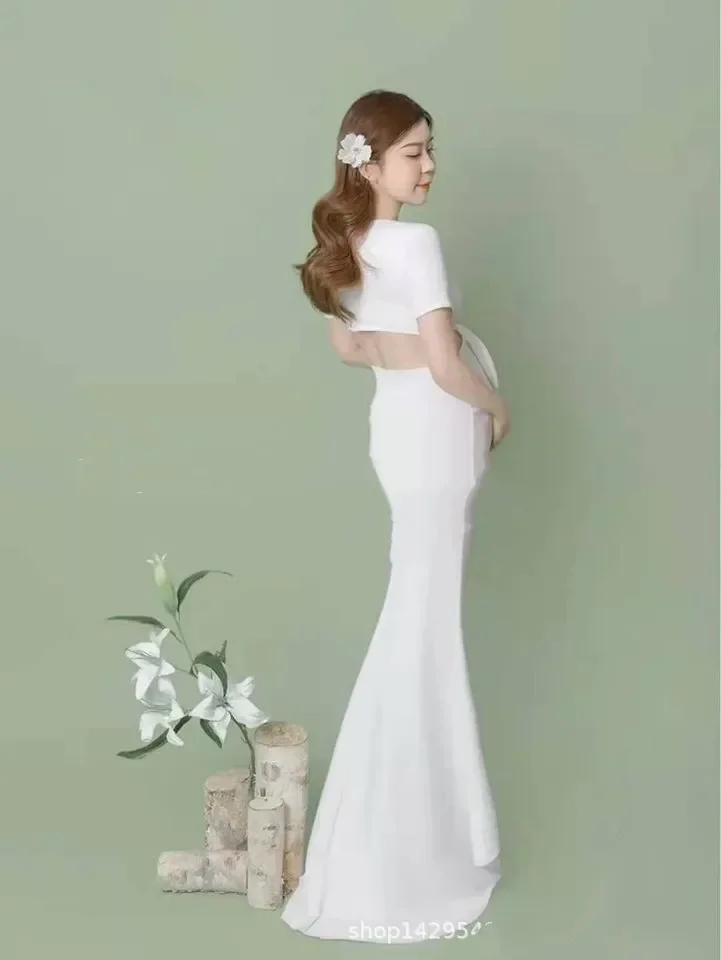 

Elegant Shoulderless Maternity Photography Props Long Dress For Pregnant Women Fancy Pregnancy Dress Sexy Maxi Gown Photo Shoot