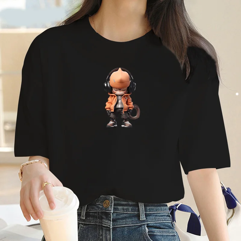 

Luxury brand Monkey print women T-shirt Fashion Y2K round neck T-shirt Summer pattern fashion short sleeve street T-shirt Women
