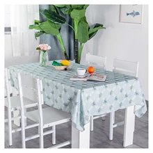 

Cotton Linen Tablecloths, Waterproof Table Covers Flower Plaid Pattern Light Blue Dining Table Coffee Table Deco
