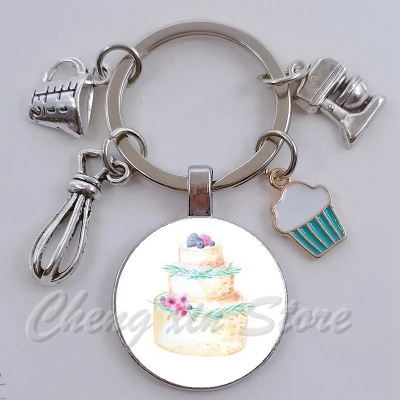 DIY Party Bakery Cake Shop Keychain Bakery Cake Add Personalized Customized Logo Keychain Jewelry Gifts