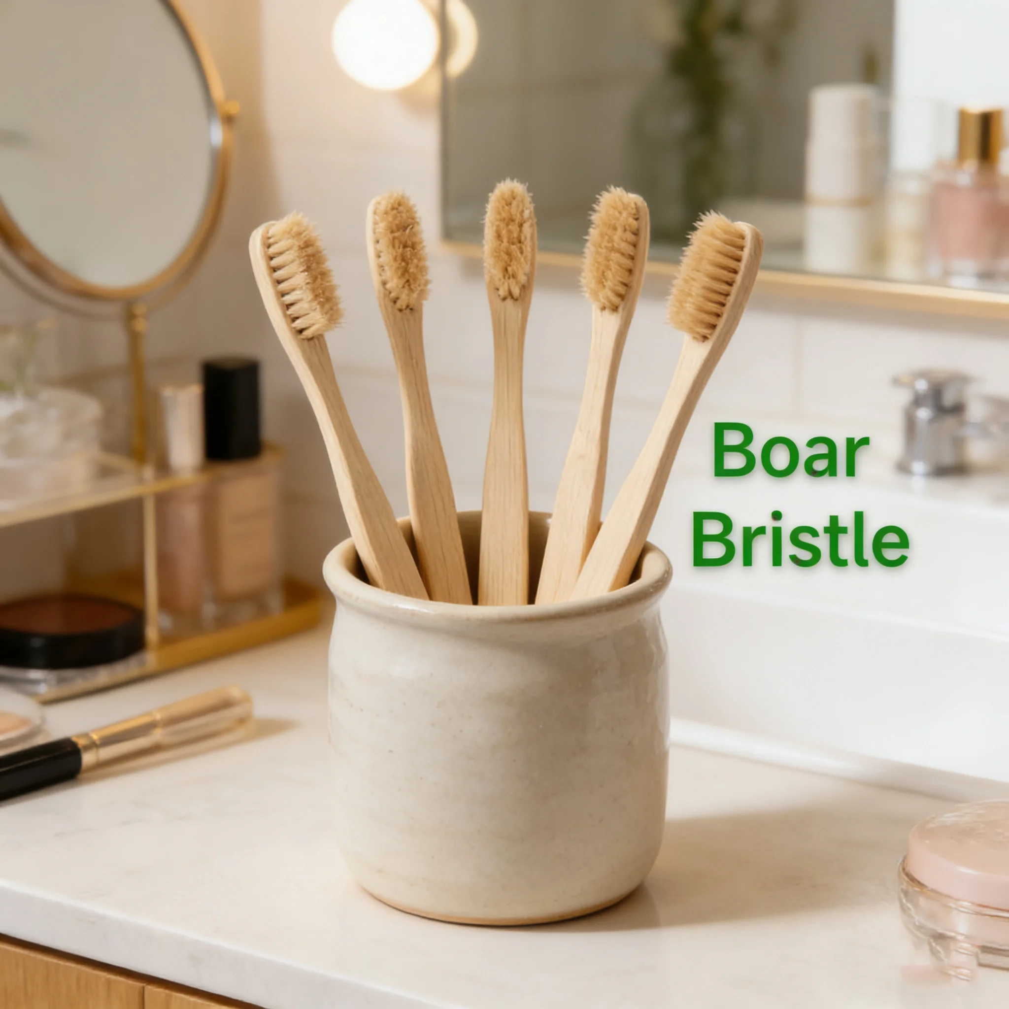 100개 맞춤형 로고 멧돼지털 대나무 칫솔 100% 천연 생분해성 친환경 구강 관리 여행, 가족, 호텔, 치과용