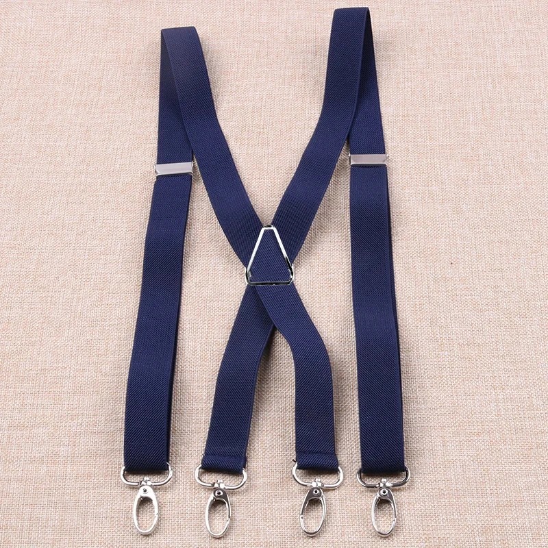 2.5cm Width Unisex Adult Suspenders Men 4 hooks Suspender Adjustable Elastic X Back Women Braces Solid Color