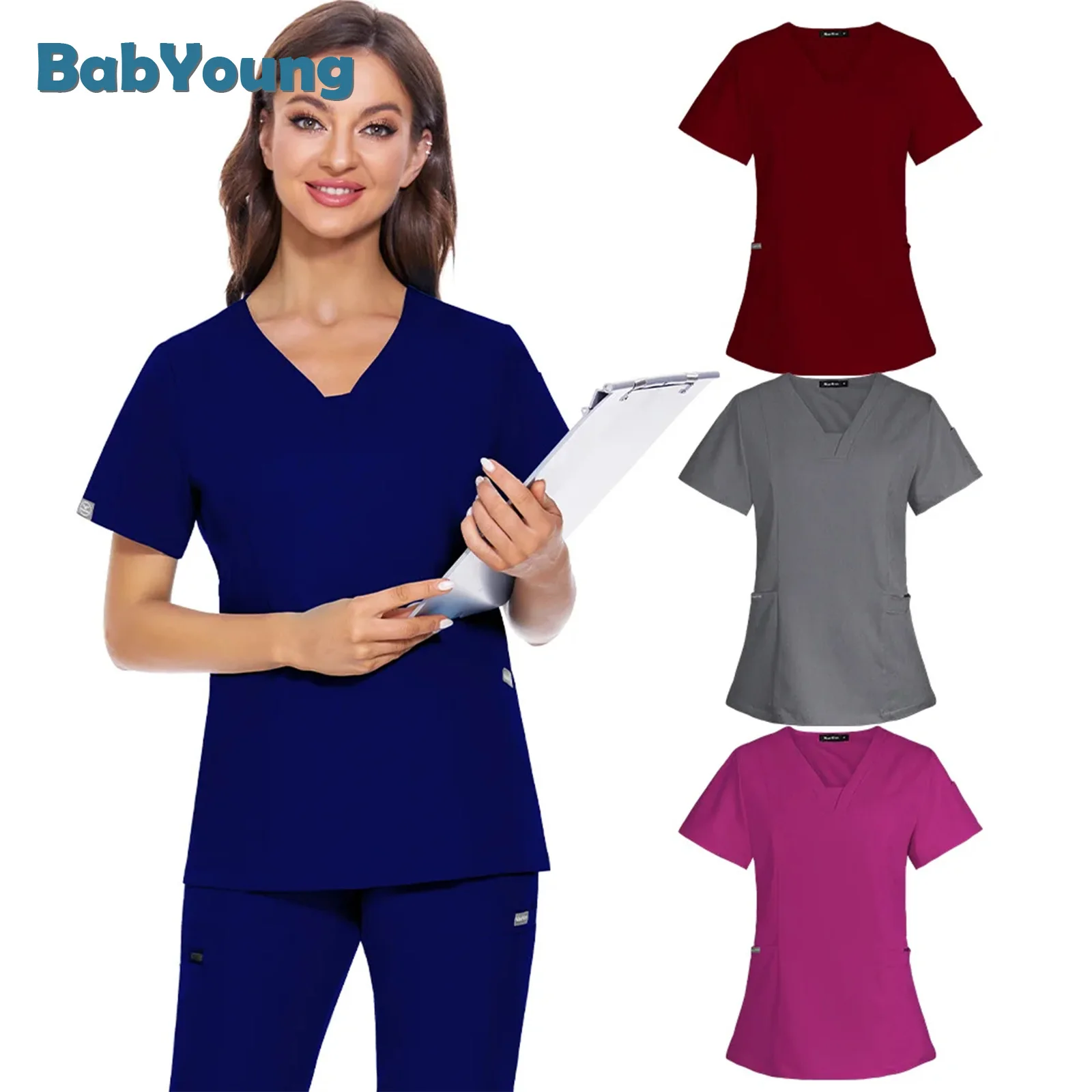 

Pet Medica Uniform Scrub Tops Grooming Workwear Women Short Sleeve Nurses Nursing Blouse Nurse Accessories New Dentist Overalls