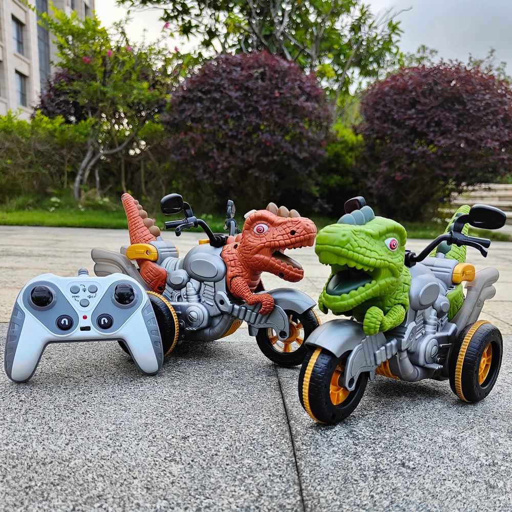 2.4GHz Remote Control Dinosaur Train Motorcycles Toys for Kids Boys,Indoor Outdoor All Terrain Electric RC Car Toys Gifts 3
