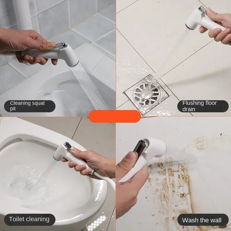 ABS Portable Bidet Sprayer Set Handheld Toilet Bidet Retractable Spring Hose Adapter Free Mounting Bracket Switch Cleaning Tool 3