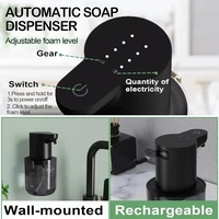 400ML Touchless Wall Mounted Desktop 4 Levels Adjustable Rechargeable Intelligent Automatic Sense ห้องน้ำห้องครัวเครื่องจ่ายสบู่เหลว 3