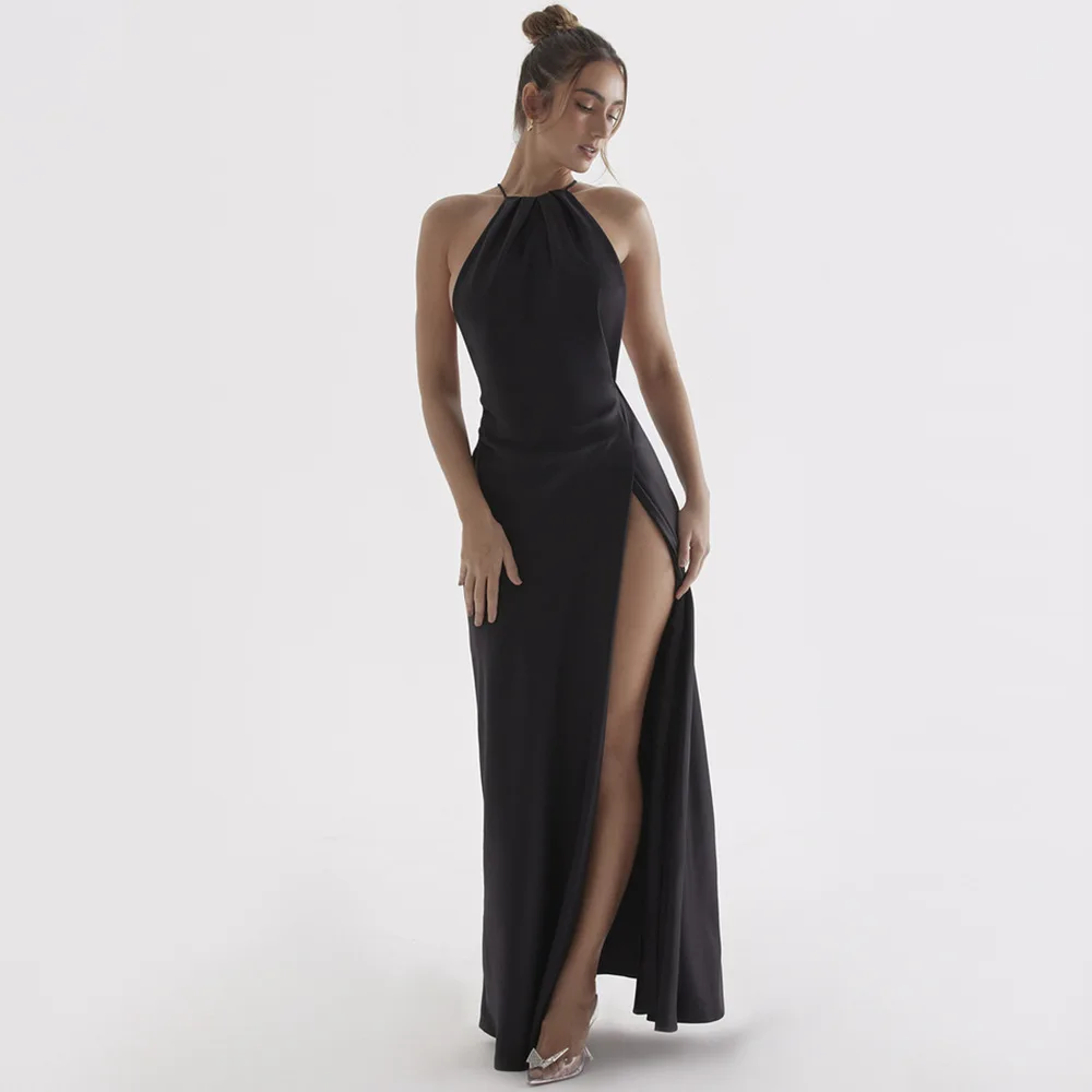 Mingmingxi White Backless Maxi Prom Dress Sexy Satin Evening Dresses for Dancing Parties Lace Up Dresses for Women 2023 Lined