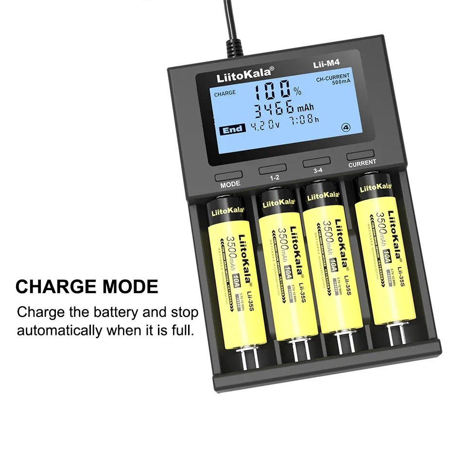 LiitoKala Lii-M4 18650 LCD 디스플레이 스마트 충전기 테스트 용량 3.7V 26650 18350 21700 18500 1.2V AA AAA 4 슬롯에 적합