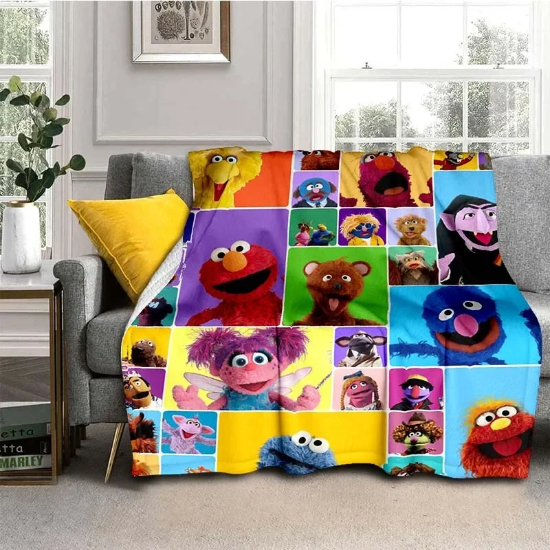3D Print S-Sesame Street cartoon  Flannel Throw Blanket,Multi-purpose Holiday Gift Blanket Warm And Soft Blankets All Seasons 6