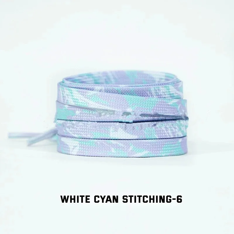 Dazzling Blue Striped Tie-Dye Gradient Flat Shoelaces - Vibrant Unisex Sneaker Laces