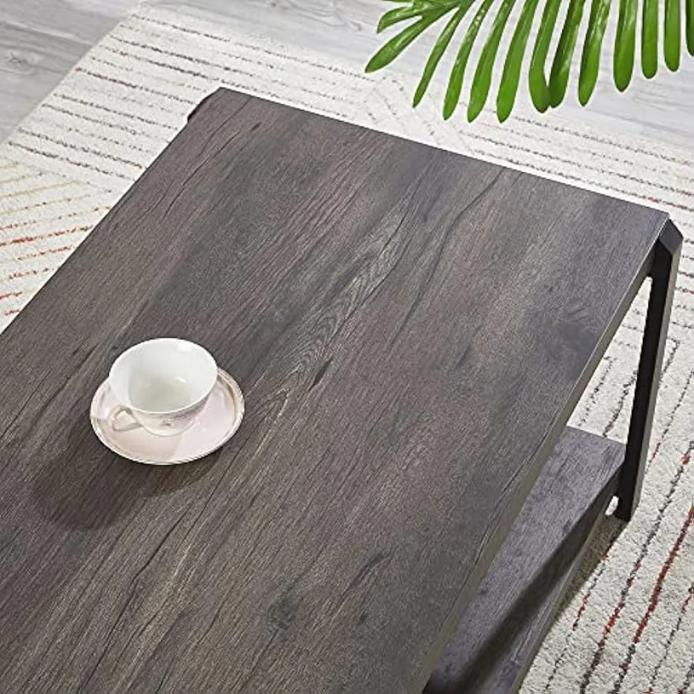 Gold Coffee Table With Storage Shelf Rustic Wood and Metal Cocktail Table for Living Room Grey Round Coffee Tables Free Shipping 4